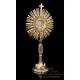 Striking Solid Silver Monstrance. Italy, Circa 1950. 100% Silver