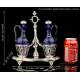 Antique Solid Silver and Cobalt Glass Cruet Set. France, 19th Century