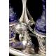 Antique Solid Silver and Cobalt Glass Cruet Set. France, 19th Century