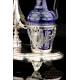 Antique Solid Silver and Cobalt Glass Cruet Set. France, 19th Century