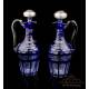 Antique Solid Silver and Cobalt Glass Cruet Set. France, 19th Century