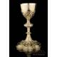 Antique Gilt-Silver Chalice with Paten. 100% Silver. France, 19th Century