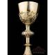 Antique Gilt-Silver Chalice with Paten. 100% Silver. France, 19th Century