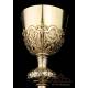 Antique Gilt-Silver Chalice with Paten. 100% Silver. France, 19th Century