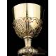 Antique Gilt-Silver Chalice with Paten. 100% Silver. France, 19th Century