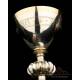 Antique Solid-Silver, Ruby and Pearls Chalice. Beautiful Paten. France, 1903