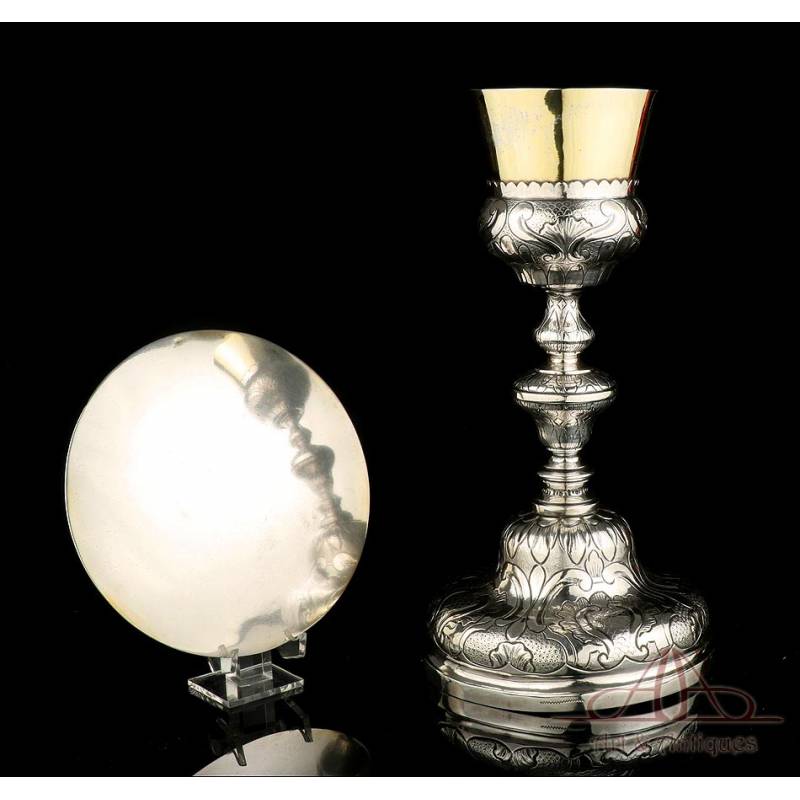 Very Antique Spanish Solid-Silver Chalice, 100% Silver. Spain, Circa 1770