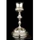 Antique Spanish Solid-Silver Chalice. Paten. Barcelona, Spain, 19th Century