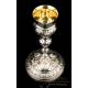 Antique Spanish Solid-Silver Chalice. Paten. Barcelona, Spain, 19th Century