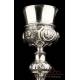 Antique Spanish Solid-Silver Chalice. Paten. Barcelona, Spain, 19th Century
