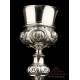 Antique Spanish Solid-Silver Chalice. Paten. Barcelona, Spain, 19th Century