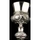 Antique Spanish Solid-Silver Chalice. Paten. Barcelona, Spain, 19th Century