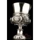 Antique Spanish Solid-Silver Chalice. Paten. Barcelona, Spain, 19th Century