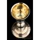 Antique Silver and Metal Chalice with Paten. France, 19th Century