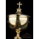 Antique and Elegant Gilt Silver Ciborium. 100% silver. France, Circa 1900