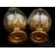 Antique Ecclesiastical Cruet Set. Storing Case. Circa 1900