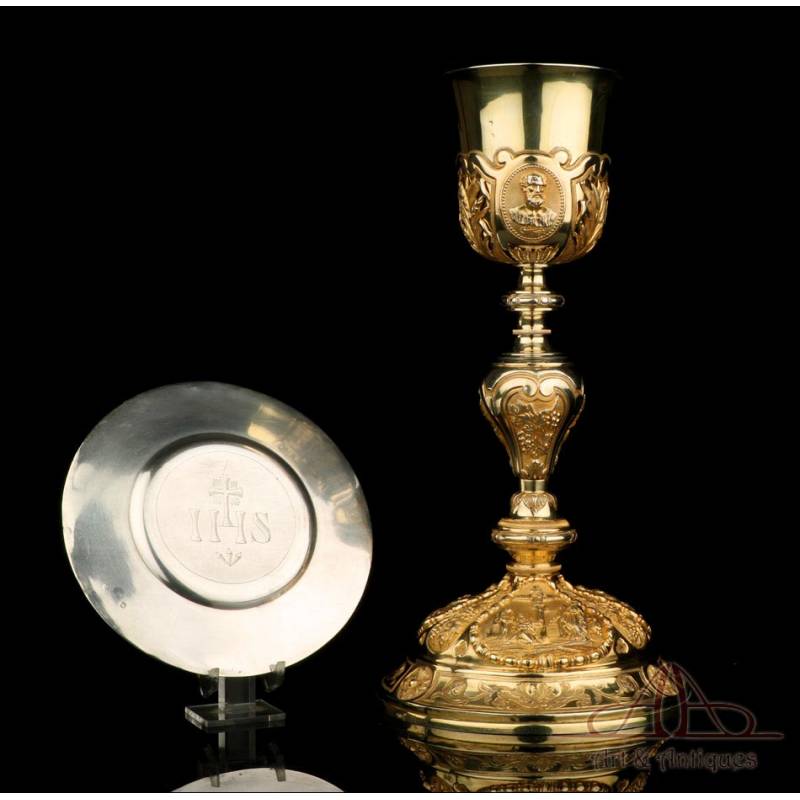Baroque Chalice. Gilt Silver. 19th Century. Circa 1880. France. 100% Silver