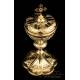 Antique Two-Colored Solid-Silver Ciborium. France, Circa 1900