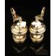 Antique Gilt Silver Cruet Set. France, 19th Century. 100% Silver