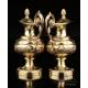 Antique Gilt Silver Cruet Set. France, 19th Century. 100% Silver