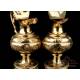 Antique Gilt Silver Cruet Set. France, 19th Century. 100% Silver