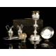 Very Rare Solid Silver Chalice and Cruets Set. France, Circa 1860