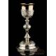 Very Rare Solid Silver Chalice and Cruets Set. France, Circa 1860