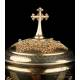 Extraordinary Gilt Silver Ciborium with Enamels. France, Circa 1900