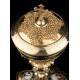 Extraordinary Gilt Silver Ciborium with Enamels. France, Circa 1900