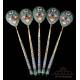 Set of 5 Enameled Russian-Silver Teaspoons. Russia, Circa 1900