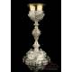 Extraordinary Antique Solid-Silver Chalice. Storing Case. France, Circa 1880