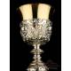 Extraordinary Antique Solid-Silver Chalice. Storing Case. France, Circa 1880