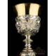 Extraordinary Antique Solid-Silver Chalice. Storing Case. France, Circa 1880