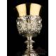 Extraordinary Antique Solid-Silver Chalice. Storing Case. France, Circa 1880