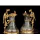 Antique Liturgical Brass Cruet Set. Spain, 19th-20th Century