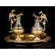 Antique Liturgical Brass Cruet Set. Spain, 19th-20th Century