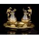 Antique Liturgical Brass Cruet Set. Spain, 19th-20th Century