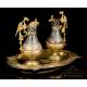 Antique Liturgical Brass Cruet Set. Spain, 19th-20th Century