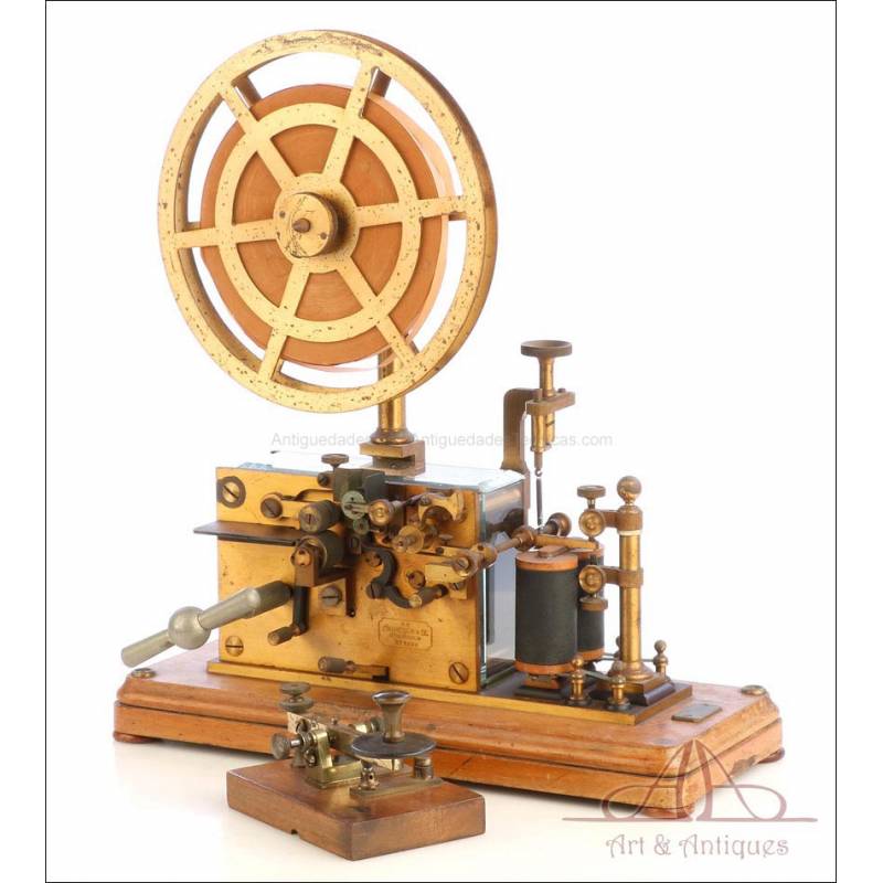 Beautiful Antique Ericsson Morse Telegraph. Glass Sidewalls. Stockholm, Circa 1900