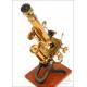 Antique English Compound Microscope. Mechanical Plate. England, Circa 1910