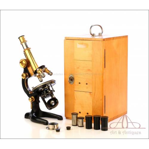 Microscopio Profesional Antiguo Seibert Wetzlar. Alemania, Circa 1910