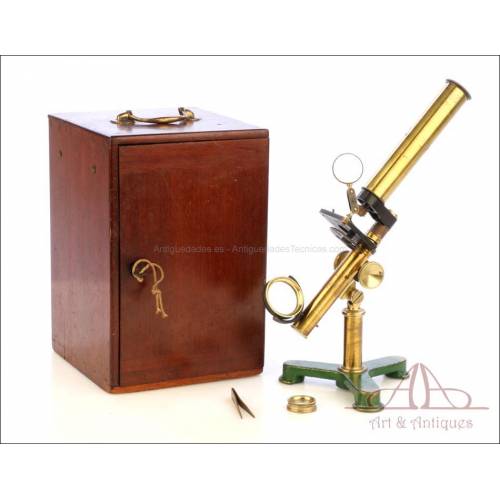 Antiguo Microscopio Inglés Jones. Inglaterra, 1870