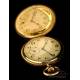 Antiguo Reloj de Bolsillo Longines en Oro de 18K. Suiza, Circa 1920