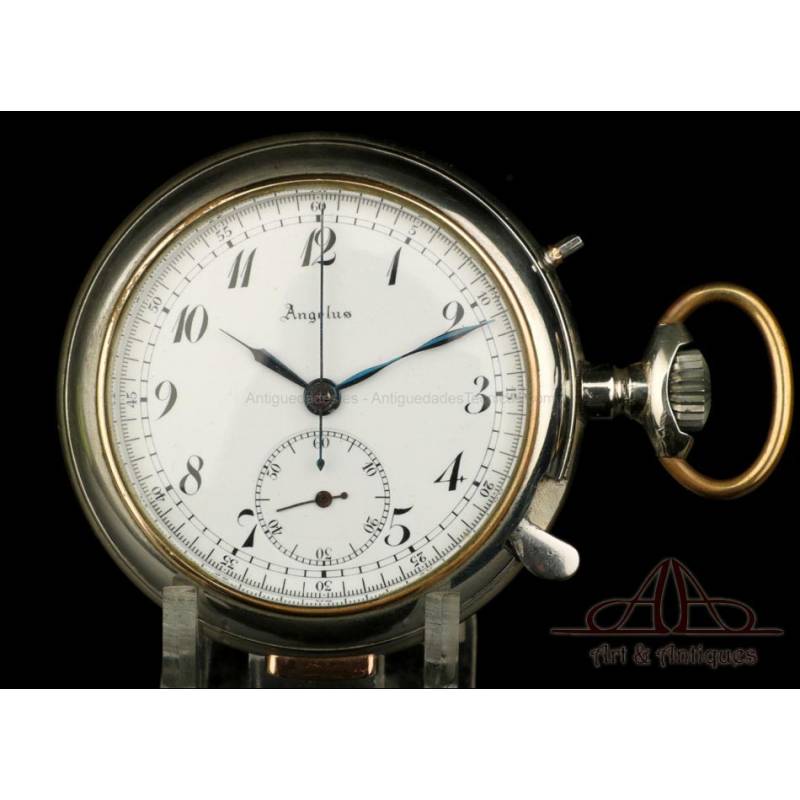 Antiguo Reloj de Bolsillo Angelus con Sonería y Cronómetro. Suiza, Circa 1900