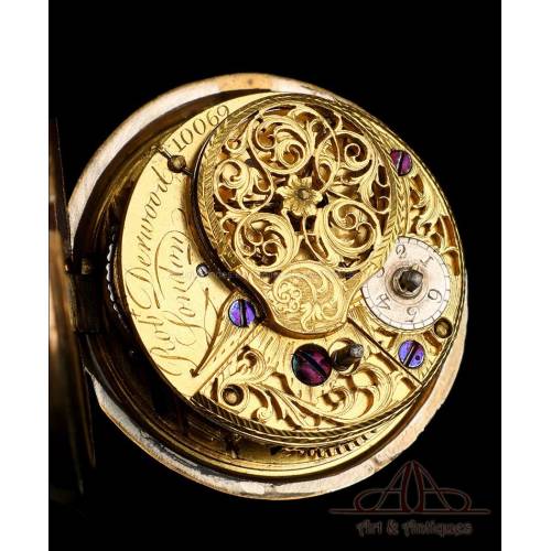 Antique Verge-Fusee Pocket Watch. Double Casing. England, Circa 1760