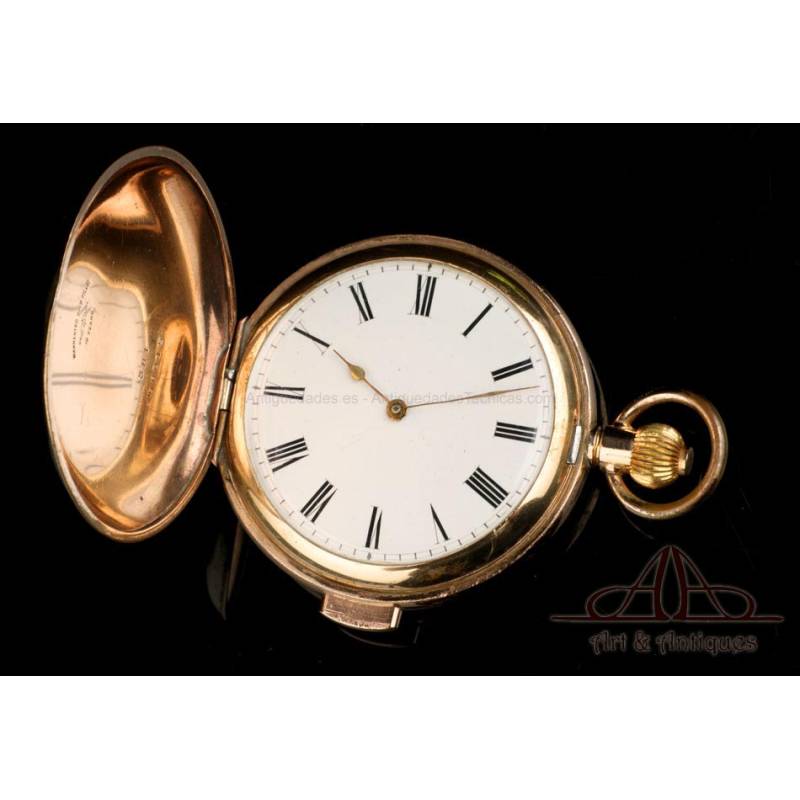 Antiguo Reloj de Bolsillo Sonería de Cuartos. Chapado en Oro. Suiza, Circa 1920.