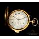Antique 18K Gold Pocket Watch. Minute Repeater. Chronograph. Switzerland, Circa 1910
