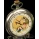 Antique Doxa Erotic Pocket Watch. Hand-Painted Dial. Switzerland, Circa 1910