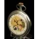 Antique Doxa Erotic Pocket Watch. Hand-Painted Dial. Switzerland, Circa 1910