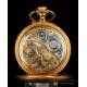 Rare Antique Pocket Watch with Calendar and Moon Phases. 64 mm. Switzerland, Circa 1890